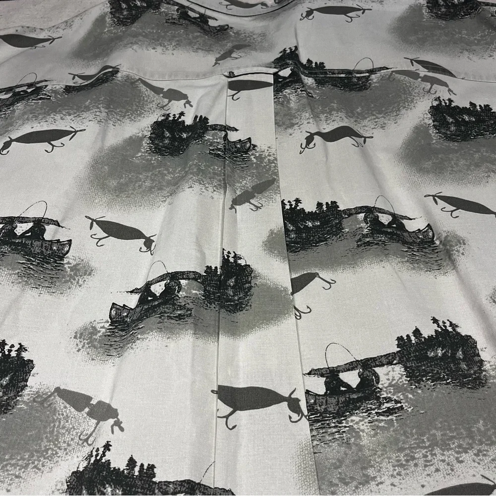 Woolrich Shirt Men's 2XL Taupe Fishing Lures Print Button Up